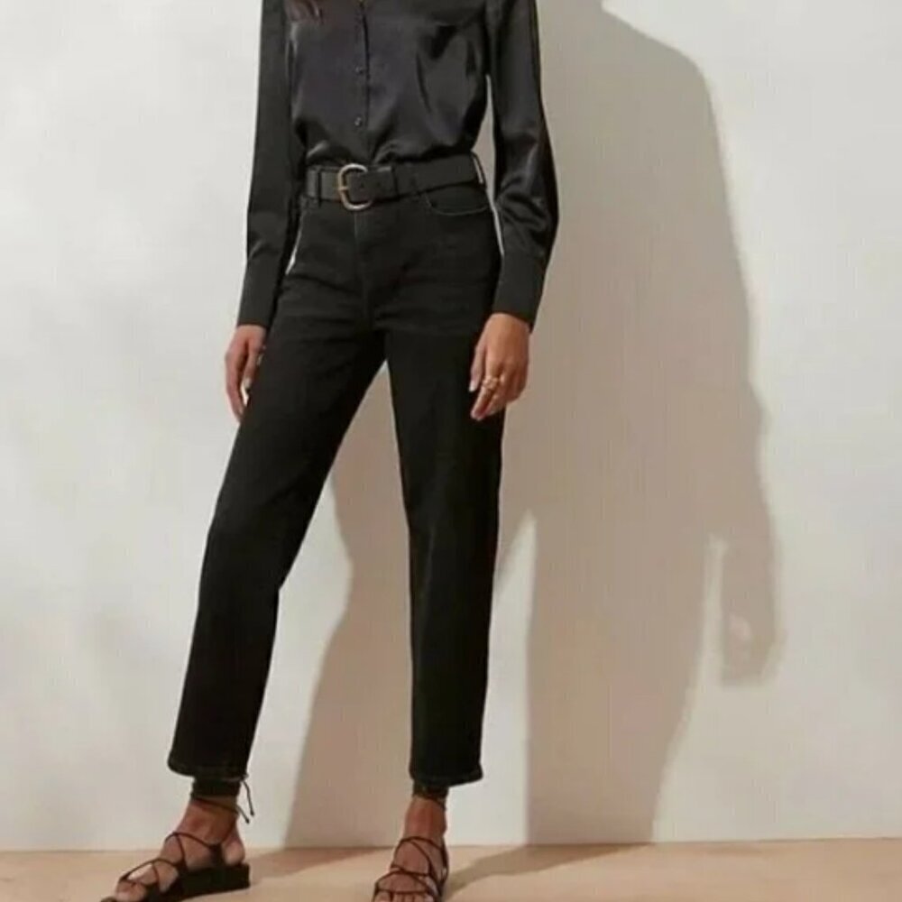 NWT Banana Republic Black Wash High Rise Straight Ankle Jeans Size 29/8